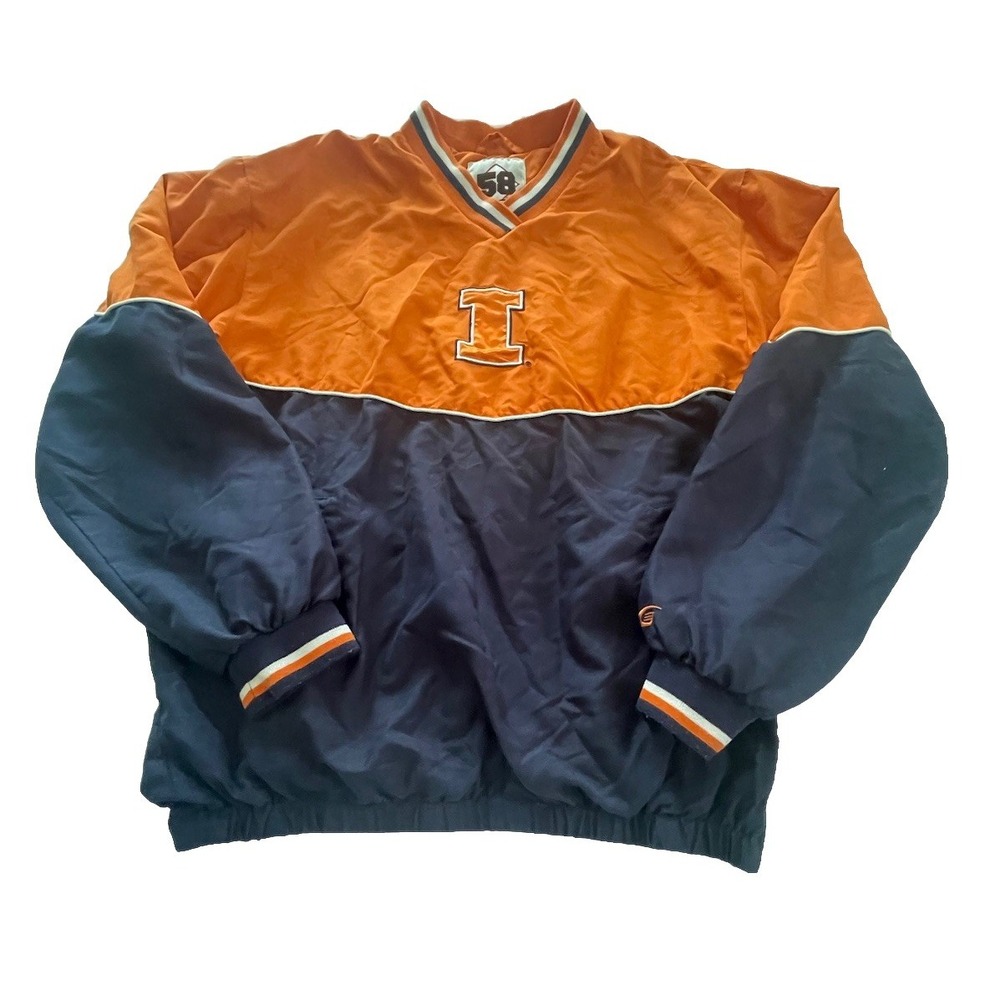 Illinois Men's Fighting Illini V-Neck Pullover Lined Windbreaker Orange Sz Small